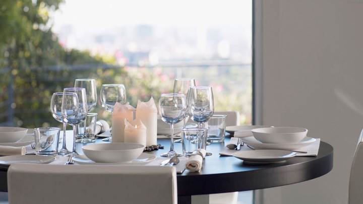 Candle Light Dinner on Dining Table